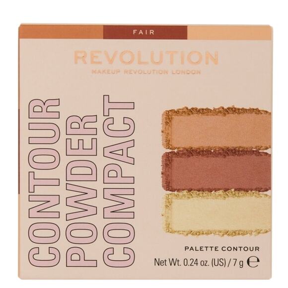 Revolution Contour Powder Compact, Highlight, Shade & Contour, Fair Palette, NWT - Picture 2 of 3